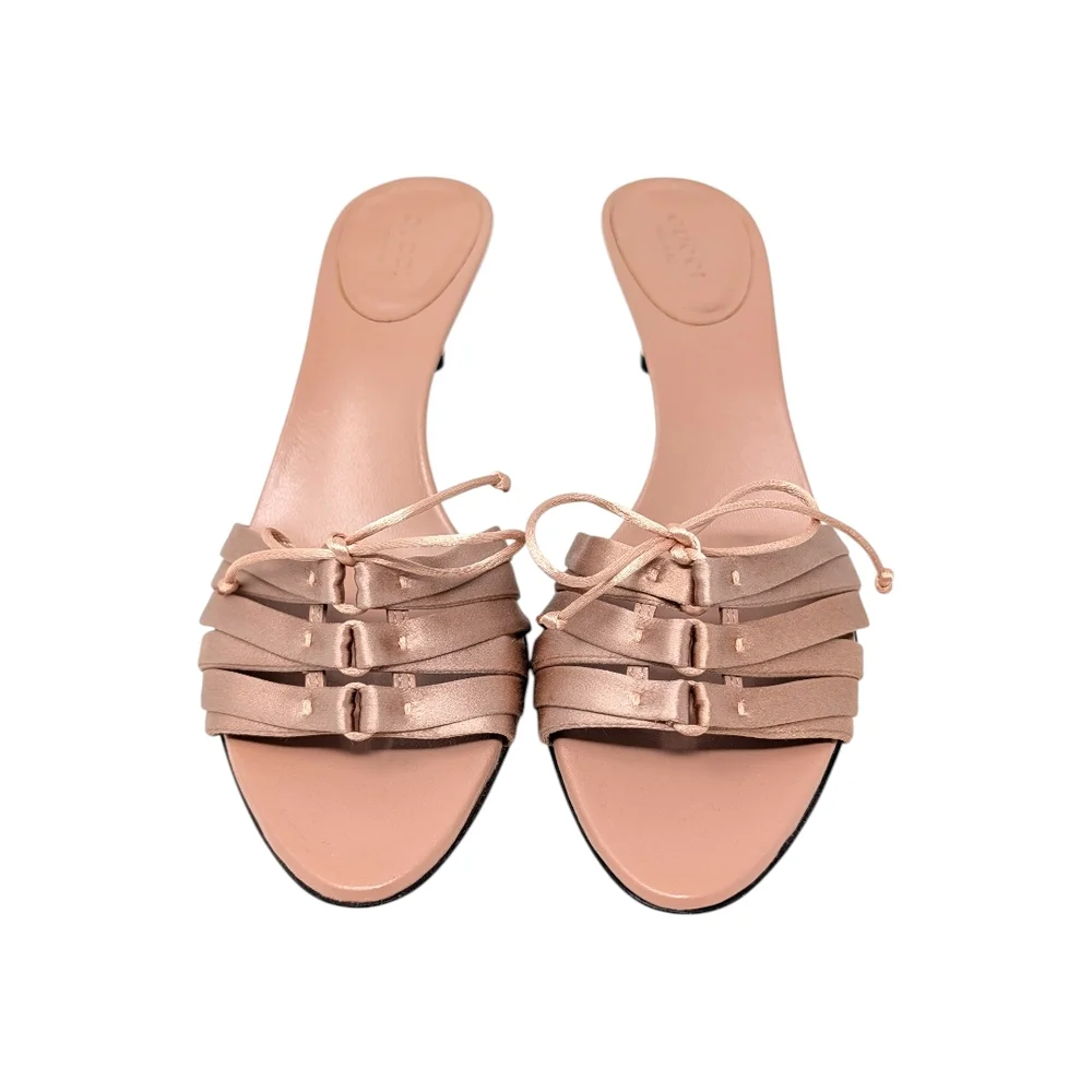 Gucci Vintage Tom Ford S/S 2004 Silk Satin Corset Bamboo Mule Nude Pink 7.5